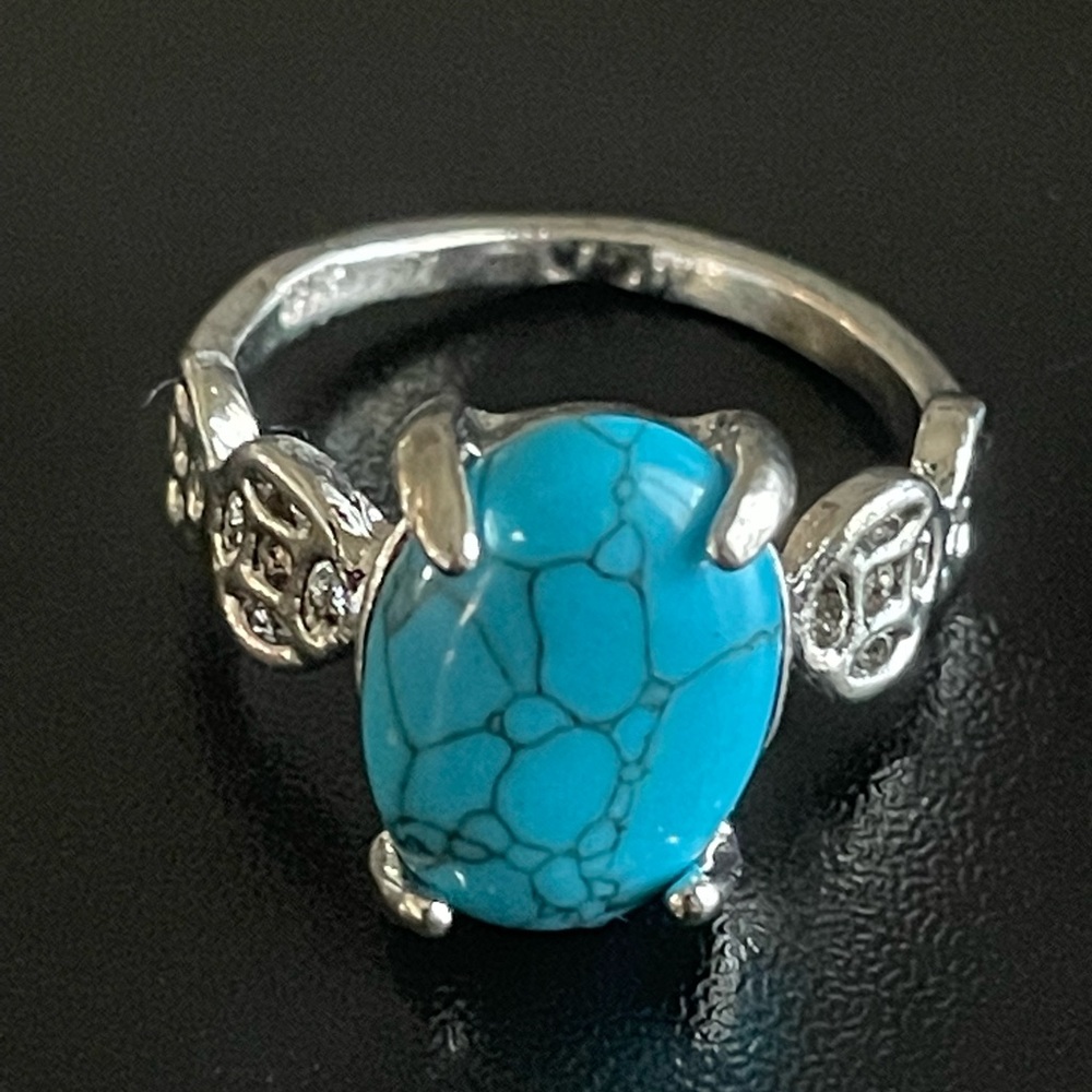 Women turquoise stone S925 silver ring size 7.5